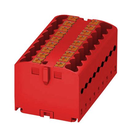 Phoenix Contact PTFIX 18X25 RD Panel Mount Barrier Terminal Block 24 A 500 V 18 Pole 9 Push In 12 AWG