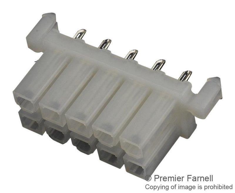 Molex 15-24-7100 PCB Receptacle Board-to-Board Power 4.2 mm 2 Rows 10 Contacts Through Hole Mount