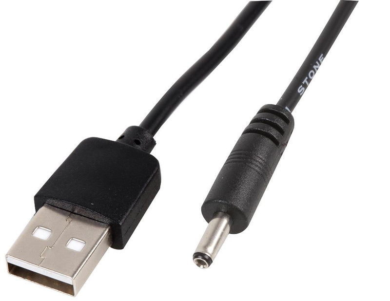 PRO Signal PSG91615 Computer Cable USB 2.0 A Plug Type H DC Barrel (3.4mm OD 1.3mm ID) 6.6 ft 2 m Black
