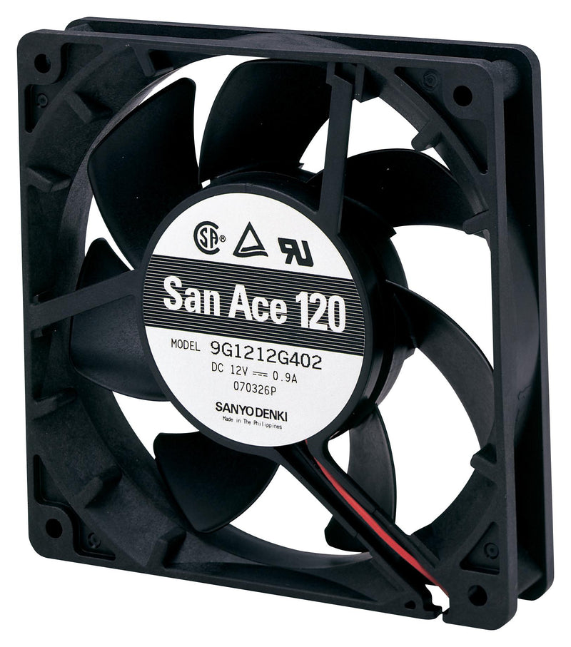 Sanyo Denki 9G1224E401 DC Axial Fan 24 V Square 120 mm 25 Ball Bearing 115 CFM