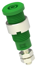 Tenma 72-13978 Banana Test Connector Jack Panel Mount 10 A 600 V Nickel Plated Contacts Green