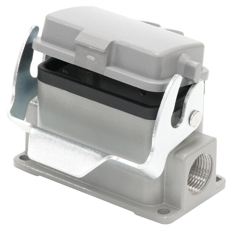 Multicomp PRO MP009384 Heavy Duty Connector Base Bulkhead Mount Side Entry Aluminium Body 1 Lever 10B