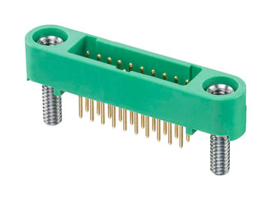 Harwin G125-MV12005M2P Pin Header Black / Green Wire-to-Board 1.25 mm 2 Rows 20 Contacts Through Hole Straight