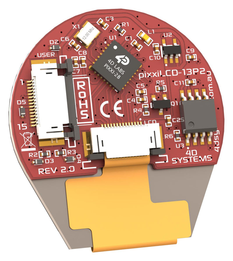 4D Systems PIXXILCD-13P2 HMI Panel LCD TFT Display 300 cd/m2 240 x Pixels 15 Way FPC