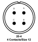ITT Cannon MS3100E20-4SY MS3100E20-4SY Circular Connector MIL-DTL-5015 Series Wall Mount Receptacle 4 Contacts Solder Socket Threaded