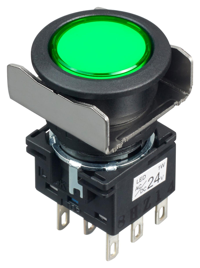 Idec LB6L-A1T64G Illuminated Pushbutton Switch Flush Silhouette LB Series Dpdt On-Off 24 V Green