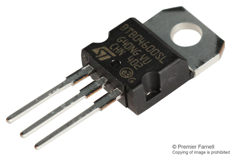 STMICROELECTRONICS BTB04-600SL Triac, 600 V, 4 A, TO-220AB, 25 mA, 1.3 V, 500 mW