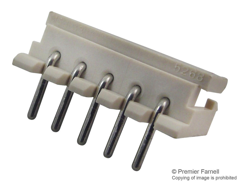 MOLEX 22-05-7055 Wire-To-Board Connector, Right Angle, 2.5 mm, 5 Contacts, Header, SPOX 5268 Series, Through Hole