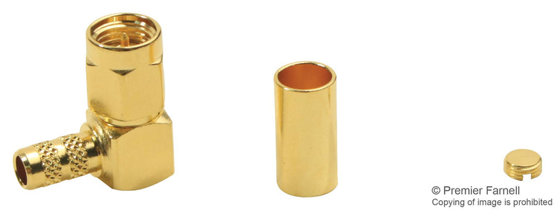 AMPHENOL RF 132122 RF/COAXIAL, SMA PLUG, R/A, 50 OHM, CRIMP