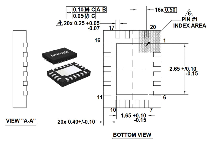Renesas ISL91107IRTNZ-T7A Buck-Boost Switching Regulator Fixed 1.8 V to 5.5 in 3.3 V/2 A out 2.5 MHz TQFN-20