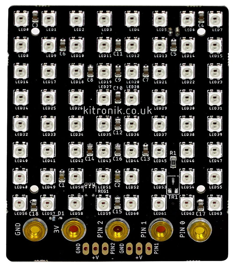 Kitronik 5645 Development Board ZIP Tile for micro:bit 64 x Full Colour Leds 3 Expansion Ports