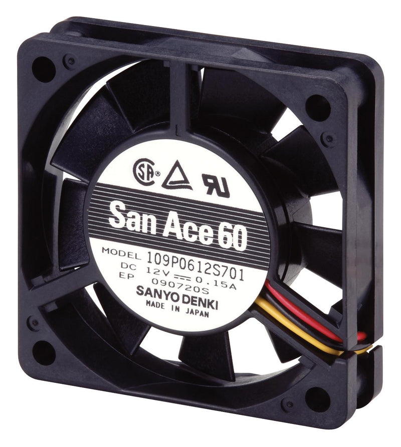 Sanyo Denki 109P0624H7D01 Axial Fan 24 V DC 60 mm 15 14.1 cu.ft/min 0.4 m&sup3;/min New