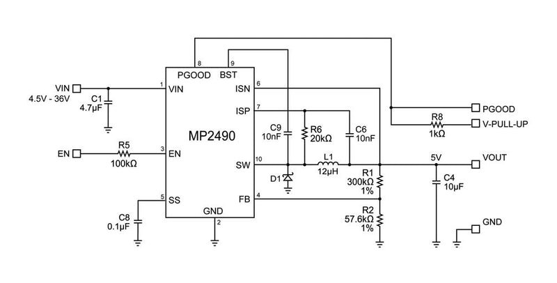 Monolithic Power Systems (MPS) MP2490DQ-LF-P DC-DC Switching Buck (Step Down) Regulator 4.5V-36V in 800mV to 15V out 1.5A 700kHz QFN-EP-10 New
