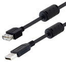 L-COM U2A00017-3M USB Cable Type A Plug to Receptacle 3 m 9.8 ft 2.0 Black New