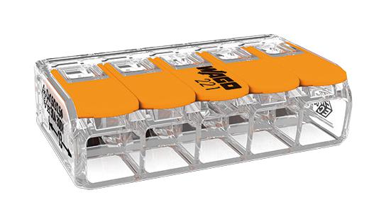 Wago 221-615 Standard Terminal Block 221 Series 5 Contacts 6.9 mm Cable Mount