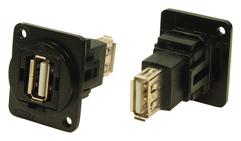 Cliff Electronic Components CP30208NM3B USB Adapter Black Metal Frame M3 Holes Type A Receptacle 2.0