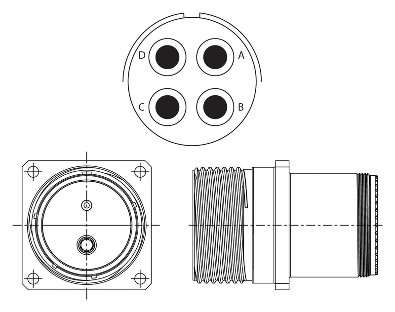 Amphenol Aerospace TVM00DS-23L-22P Circular Conn Rcpt 4POS Wall Mount