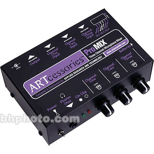 ART PROMIX 3-Channel Portable Mono Microphone Submixer with XLR I/O's, Phantom Power and Low Cut Filter