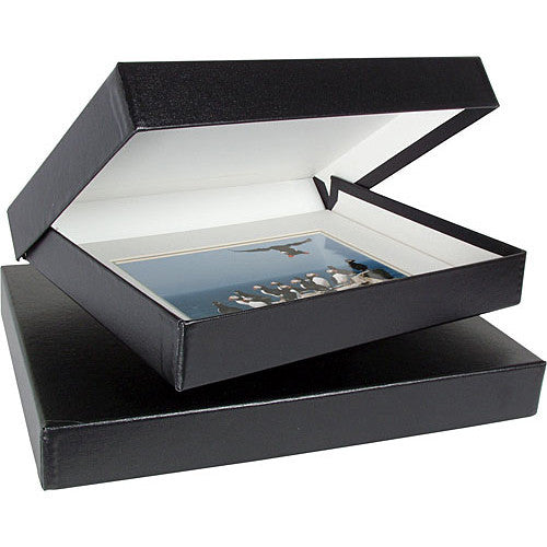 Archival Methods Onyx Portfolio Box - 8.5 x 10.5 x 2" - Black Buckram/White Lining