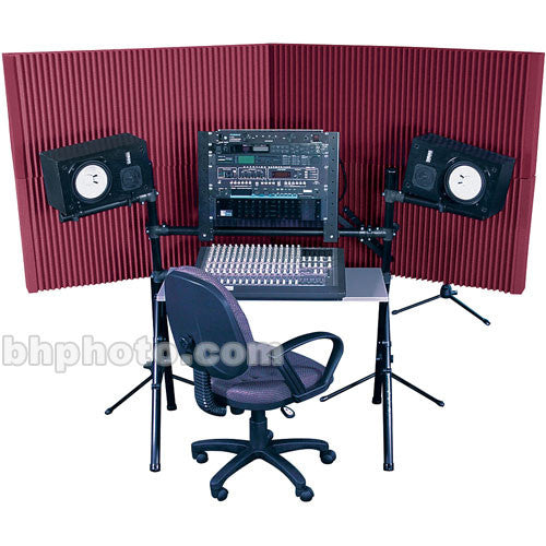 Auralex MAX-Wall 420 (Burgundy) - Four 20" x 48" x 4 3/8" Mobile Acoustic Panels, Two MAX-Stands and Two MAX-Clamps