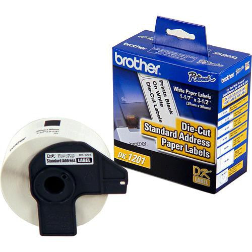 Brother DK1201 1-1/7" x 3-1/2" Standard Adress Paper Labels (400 Labels) (White)