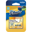 Brother 0.47" Black on White "M" Labeling Tape (26.2', 2 Rolls)