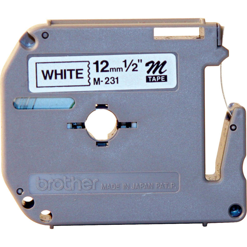 Brother 0.47" Black on White "M" Labeling Tape (26.2', One Roll)