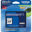 Brother TZe121 Laminated Tape for P-Touch Labelers (Black on Clear, 0.35" x 26.2')