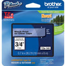 Brother TZe141 Laminated Tape for P-Touch Labelers (Black on Clear, 0.7" x 26.2')