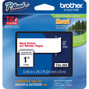 Brother TZe252 Laminated Tape for P-Touch Labelers (Red on White, 0.94" x 26.2')