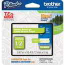 Brother TZeMQG35 Laminated Tape for P-Touch Labelers (White on Lime Green, 0.47" x 16.4')