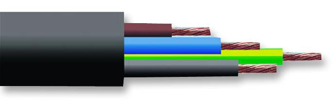 PRO POWER H07RNF3 4.0 Multicore Unscreened Cable, Per M, Black, 3 Core, 4 mm&iuml;&iquest;&frac12;
