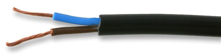 PRO POWER 2182Y-0.5MMBLK Multicore Unscreened Cable, Flexible, Round, Per M, Black, 2 Core, 0.5 mm&sup2;