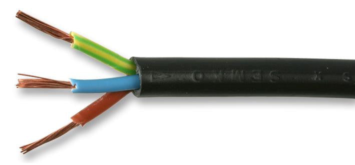 PRO POWER 2183Y-0.50MMBLK Multicore Unscreened Cable, Flexible, Oval, Per M, Black, 3 Core, 0.5 mm&sup2;