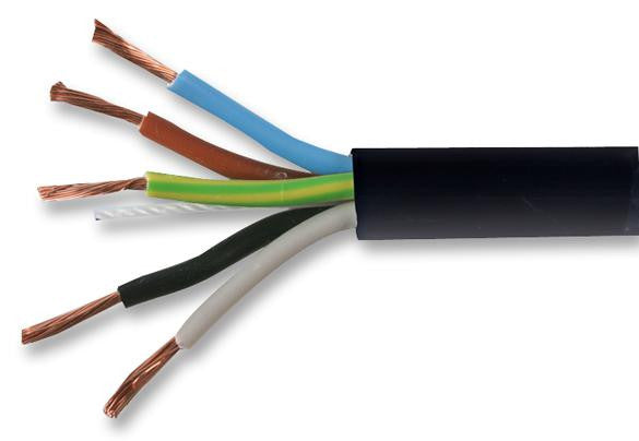 PRO POWER 3185Y-2.50MMBLK Multicore Unscreened Cable, Flexible, Per M, Black, 5 Core, 2.5 mm&sup2;