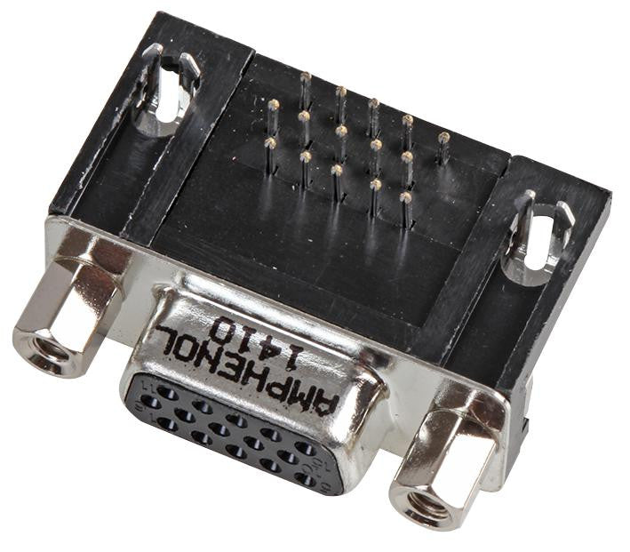 AMPHENOL L77HDE15SD1CH4F 15 Way High Density D Sub Socket, Front Lock, Right Angled PCB Termination, 5A