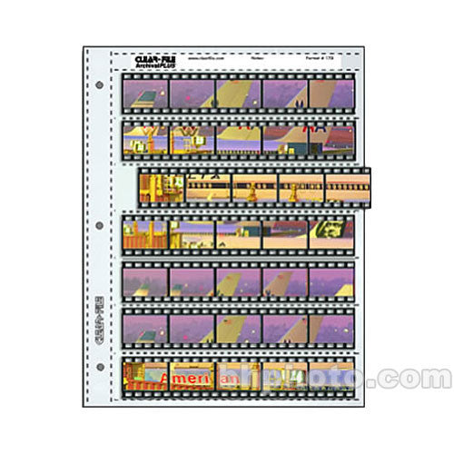 ClearFile Archival-Classic Storage Page for Negatives with Data Panel, 35mm, 7-Strips of 5-Frames - 100 Pack