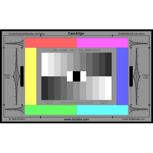 DSC Labs ColorBar/GrayScale Junior CamAlign Chip Chart with Resolution