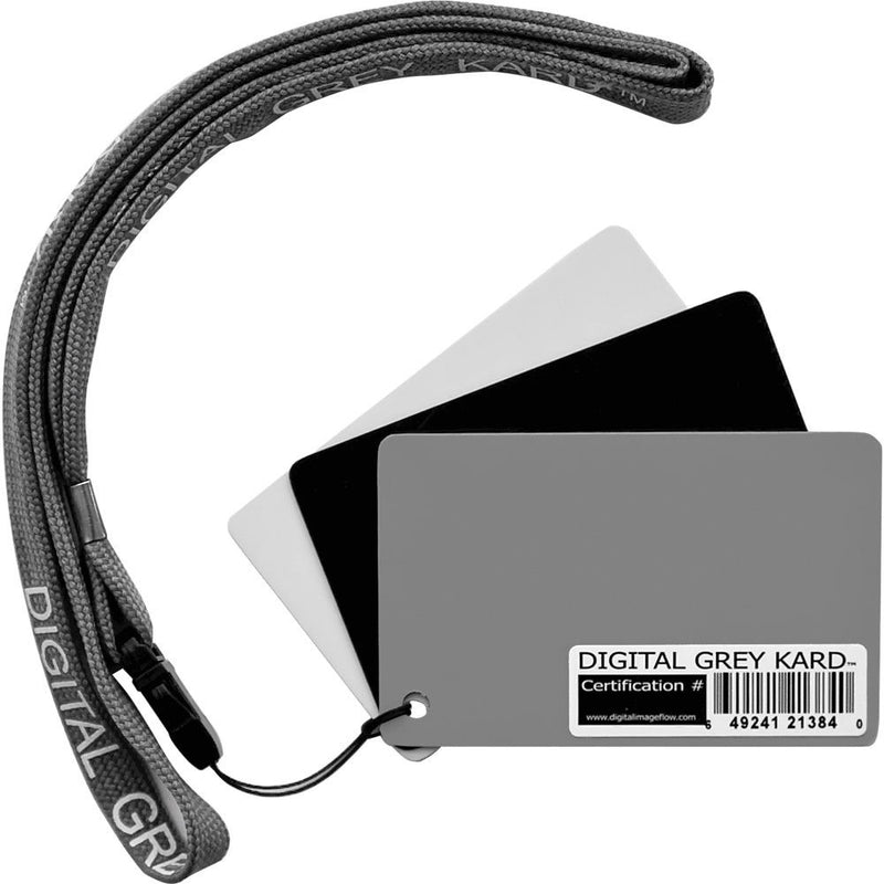 DGK Color Tools Digital Grey Kard Standard White Balance Card Set with Standard Lanyard (Set of Three Cards)