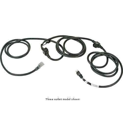 E-String Six Outlet AC Extension Cord, Black - 50' (120VAC/12-15A)