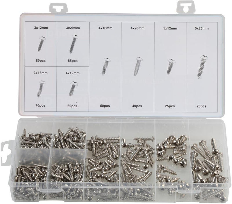 DURATOOL D01884 Stainless Self Tapping Pozi Screw Pack 410 Pcs