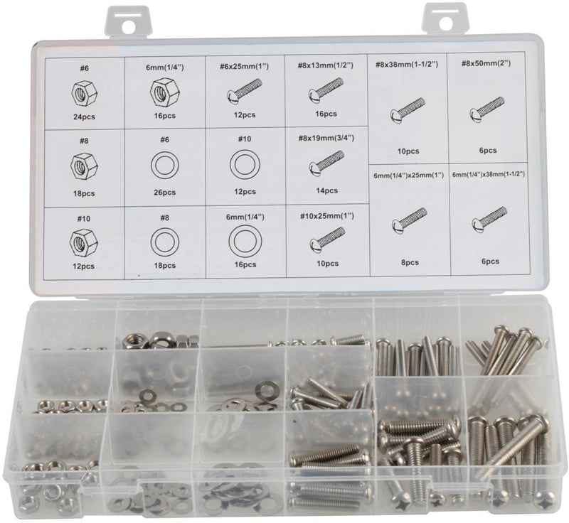 DURATOOL D01885 Stainless Bolt & Nut Pack 224 Pcs