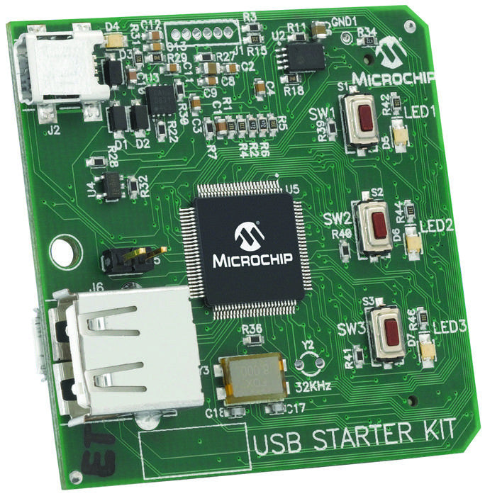 MICROCHIP DM240012 PIC24F Starter Kit Including an Integrated in-circuit Debugger and Three User-Programmable LEDs