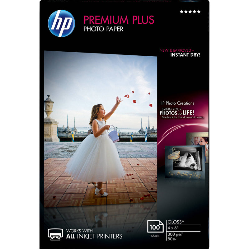 HP Premium Plus Photo Paper, Glossy (100 Sheets, 4 x 6")