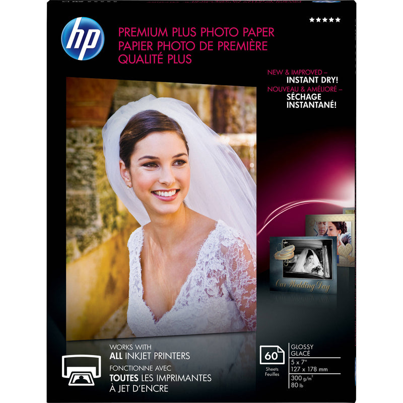 HP Premium Plus Photo Paper, Glossy (60 Sheets, 5 x 7")