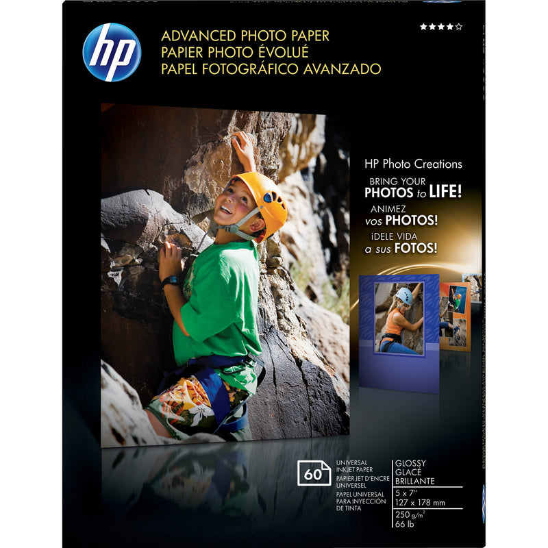 HP Advanced Photo Paper (Glossy) for Inkjet - 5x7" - 60 Sheets