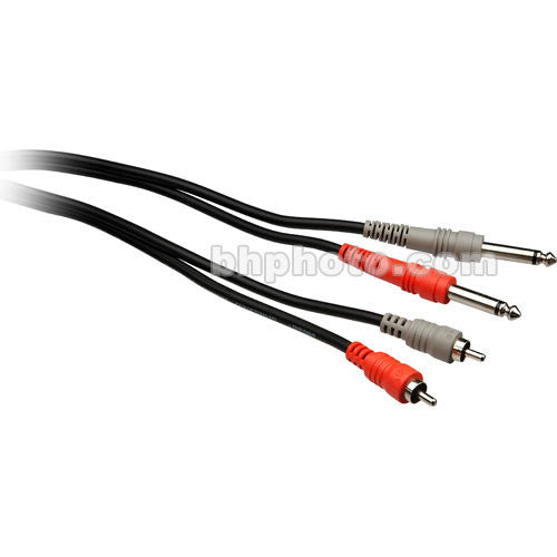 Hosa Technology Two 1/4" Phone Male to Two RCA Male Unbalanced Cable (Molded Plugs) - 3.3'