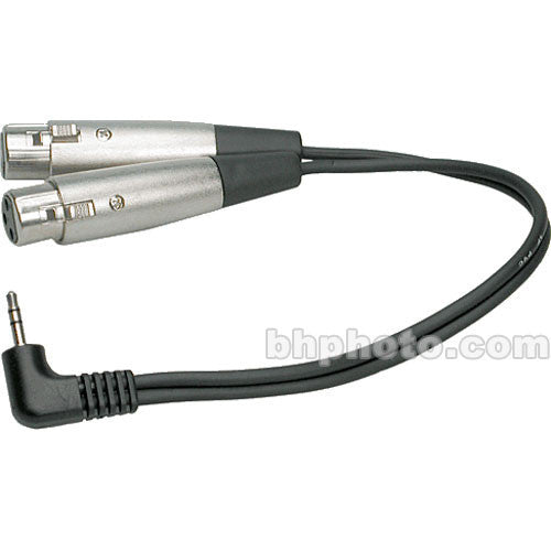 Hosa Technology Stereo Mini Angled Male to Two 3-Pin XLR Female Y-Cable - 2'