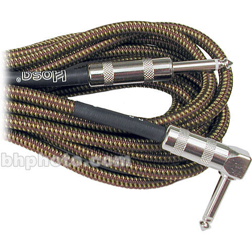 Hosa Technology Classic Tweed Mono 1/4" Male to 1/4" Angled Male Guitar Cable - 18'