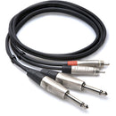 Hosa Technology HPR-0010X2 Dual 1/4" TS Male to Dual RCA Male Stereo Audio Cable (10')